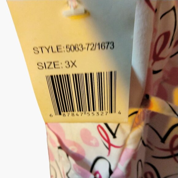 Samantha Mara Womens Scrub Top V Neck Top Pink Ribbon Medical Uniform 3X New - Picture 7 of 7